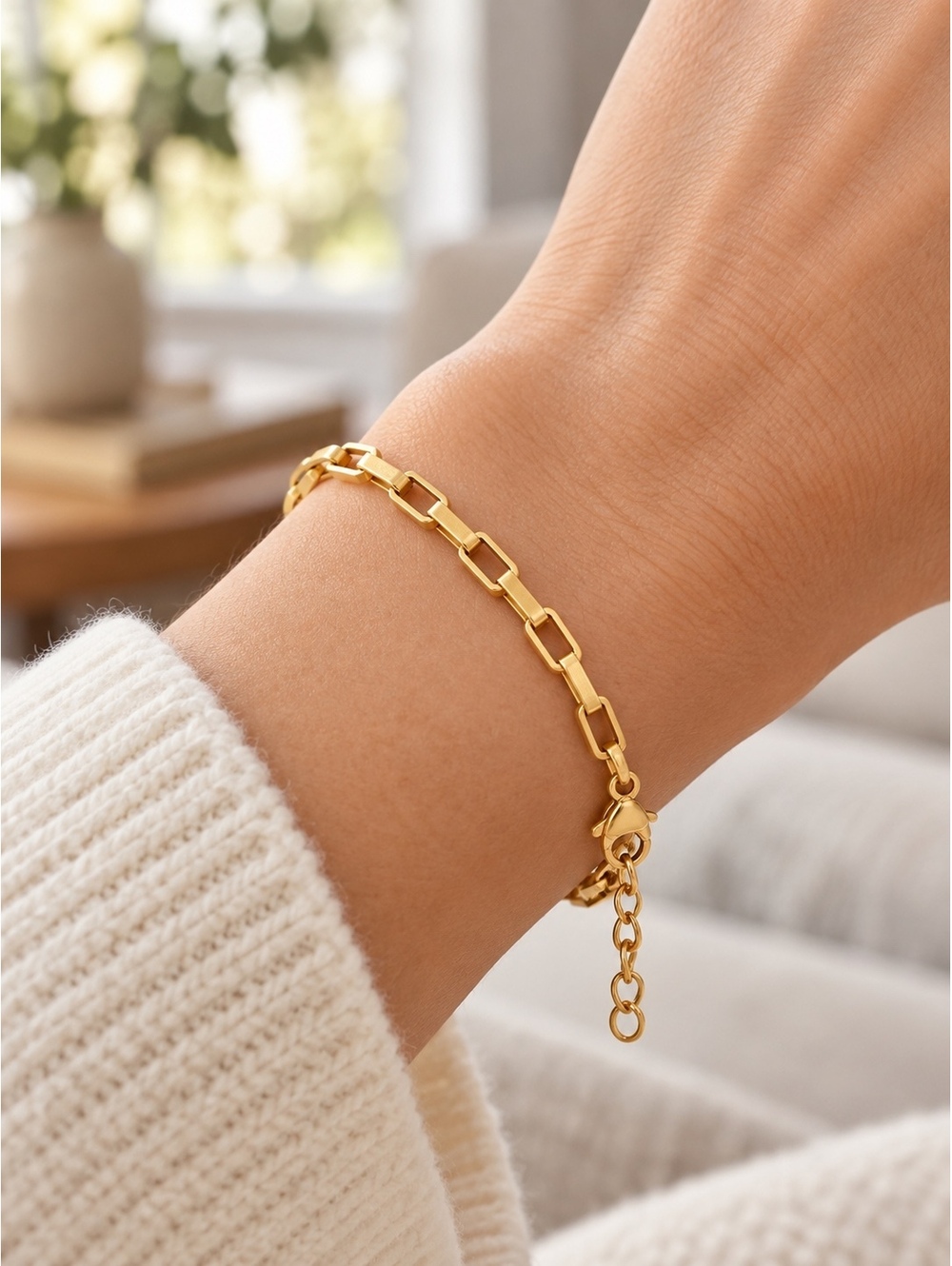 18K Gold Paperclip Link Bracelet